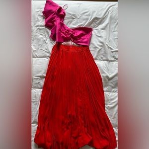 AMUR CLEOPATRA ONE-SHOULDER PLEATED MAXI DRESS NWT